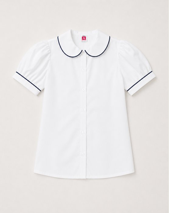 Peter Pan Blouse with Navy Piping (K-2nd)